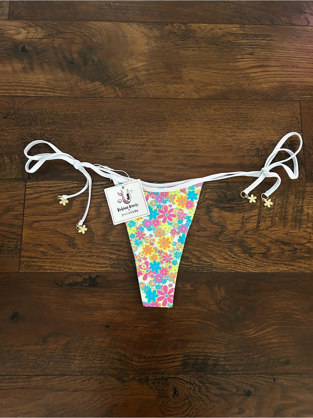 NWT Kulani Kinis micro tie bikini bottom floral Chase the sun print
